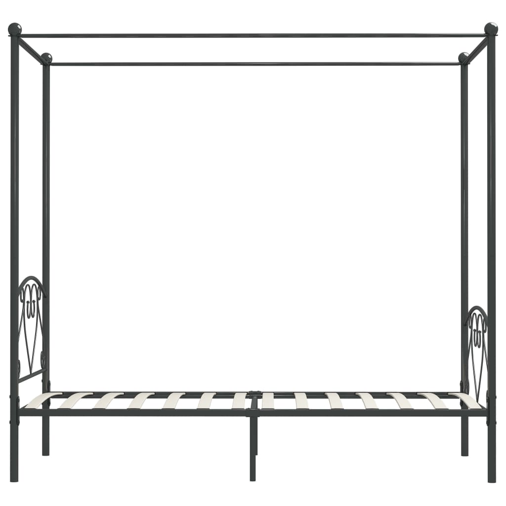 284442 vidaXL Canopy Bed Frame without Mattress Grey Metal 120x200 cm